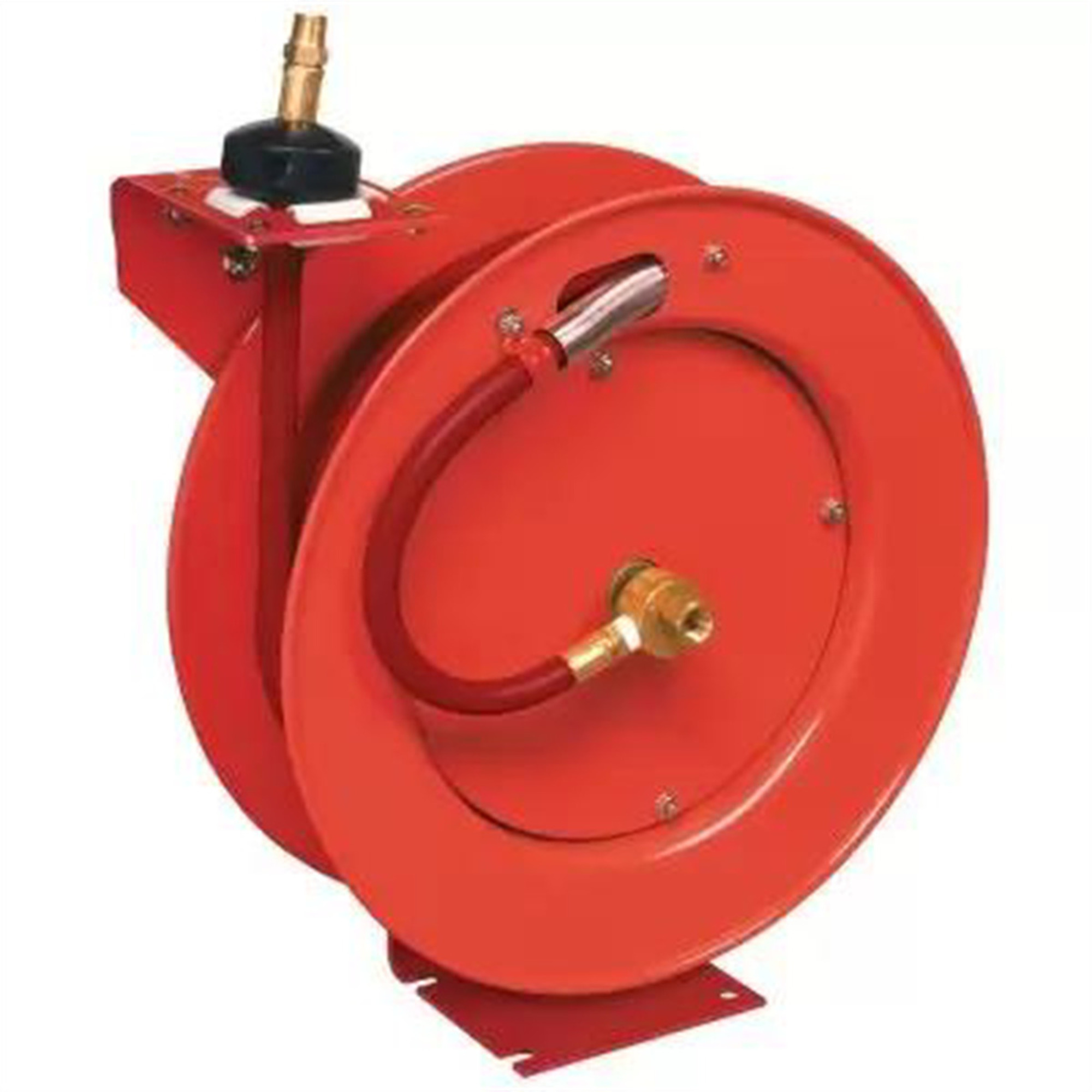 Lincoln Lubrication Value Series Retractable Hose Reel — 50ft. x 3/8in. Rubber Air Hose, 300 PSI, Slotted Mounting Base, Adjustable Outlet Arm, Model# LIN83754